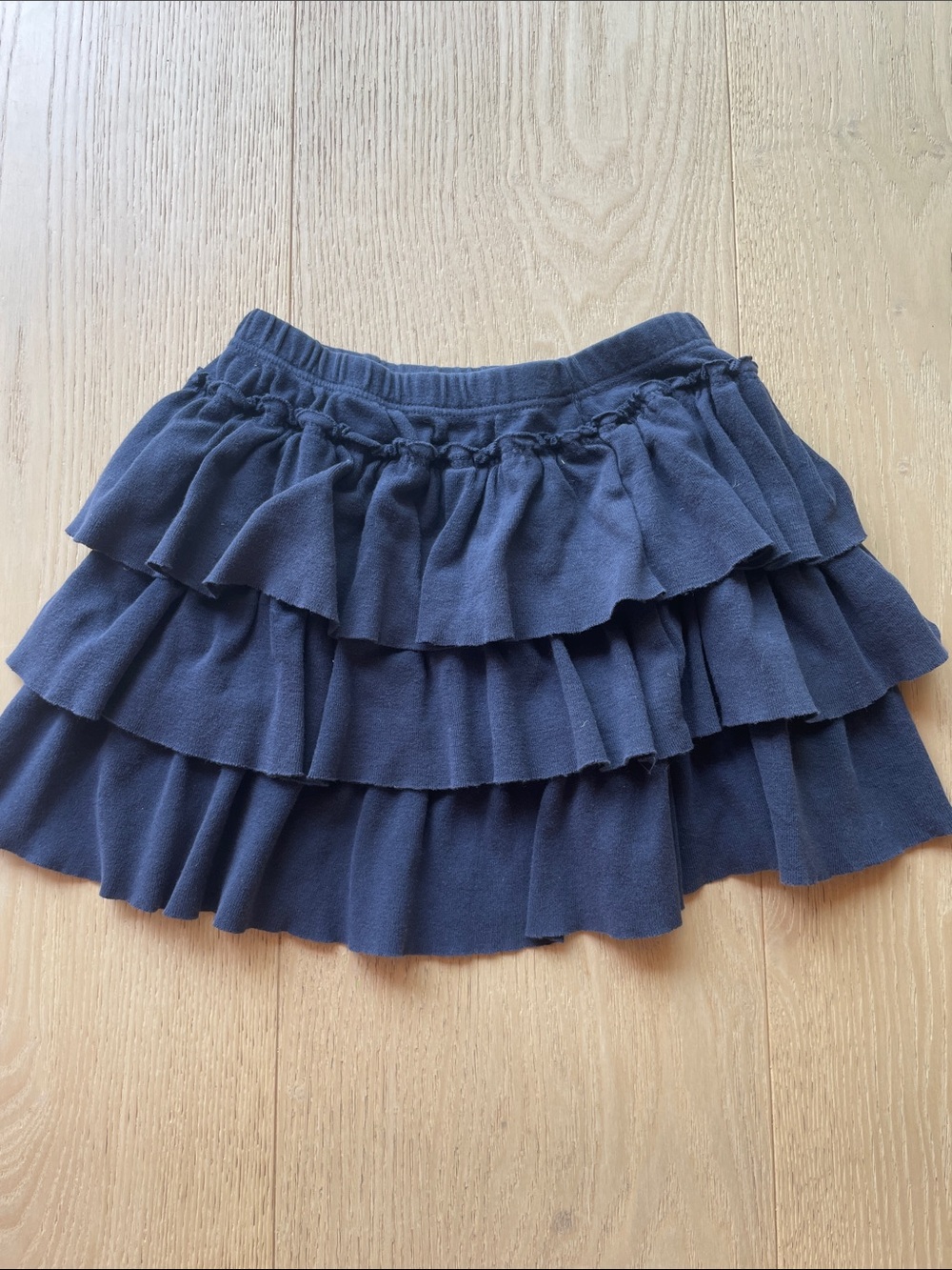 Petit Bateau Navy Tiered Ruffle Mini Skirt